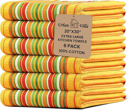 Urban Villa Kitchen Towels Waffle Stripes Dish Towels