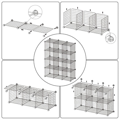 C&AHOME Wire Cube Storage, 12 - Cube Organizer Metal C Grids, Modular Shelves Units, Closet Organizer, Ideal for Home, Office, Living Room, 36.6”L x 12.4”W 48.4”H, Silver Gray UWCS3012G