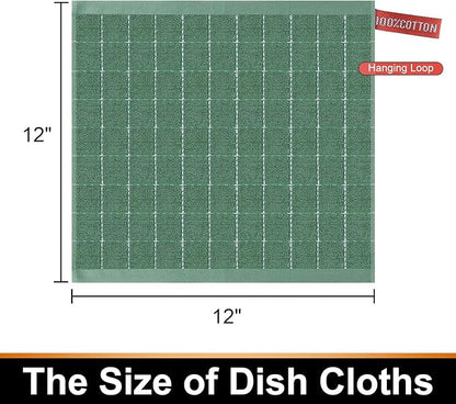 Mordimy 100% Cotton Terry Cloth Dish Cloths, Soft and Absorbent Checkered Dish
