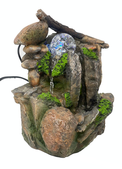 Nature’s Garden Rockery Fountain – Indoor Zen Waterfall Tabletop Decoration