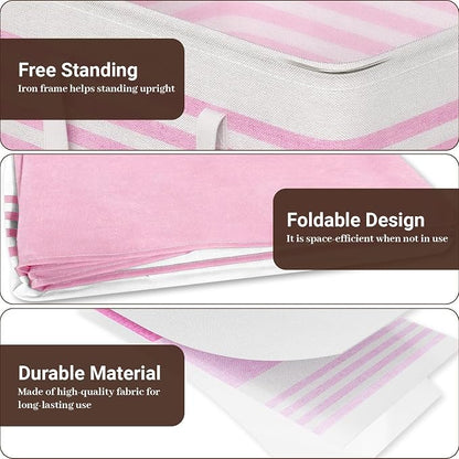 WOWBOX 2 Pack Laundry Baskets, Laundry Hampers, Freestanding Dirty Clothes Hampers with Reinforced Handles & Cross Stitch & Waterproof Coating, for Laundry Bedroom Bathroom Dorm,88L Pink