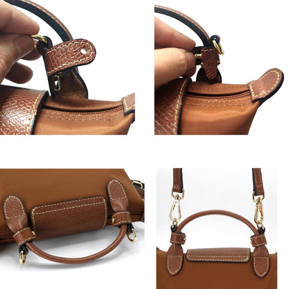 banbeln Mini Bags Leather Shoulder Strap Kit Fit For Adjustable Crossbody Small Bag (Brown&gold)