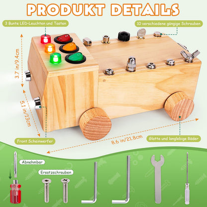 OAKJAR Montessori Schraubendreher Brett, Montessori Busy Board Spielzeug ab 2-6 Jahr, Montessori Activity Board Holzspielzeug Motorikspielzeug Lernspielzeug für Babys Kleinkinder Jungen Mädchen