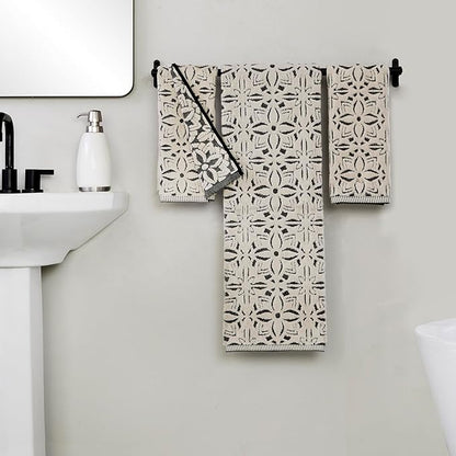 SKL Home Lisbon 100% Cotton Premium 2-Piece Hand Towel Set, 600 GSM, Reversible