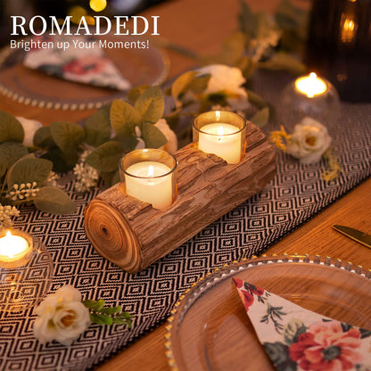 Romadedi Wood Tealight Candle Holder: Boho Decorative Votive Candle Holders for Rustic Wedding Decor, Tea Lights Country Theme Driftwood Table Centerpiece, Coastal Farmhouse Home Decorations