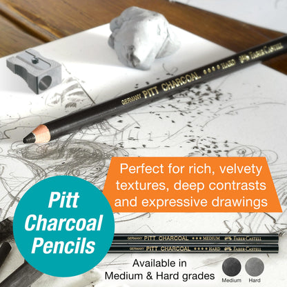 Faber-Castell Try It Box: Monochrome, 27 Piece Drawing Art Kit featuring Colored Pencils, Graphite, and Charcoal Pencils, Professional Art Supplies for Adults, Teens, and Beginners