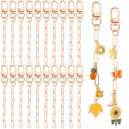 Liliaafar 50 Set Keychain Making Kit Metal Keychain Clips with Key Ring Swivel Snap Hook Lobster Claw Clasps and Extender Chain Bulk for DIY Craft Supplies Jewelry Bags Accessories Gift (Rose Gold)
