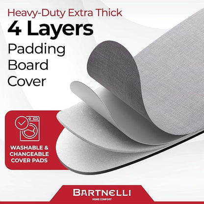 Bartnelli Extreme Stability Ironing Board 43x13 Upgraded Heavy-Duty Metal Frame