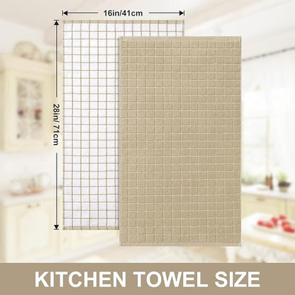 Homaxy Premium Cotton Kitchen Towels 16"x 28", Large Natural Ring Spun 390 GSM
