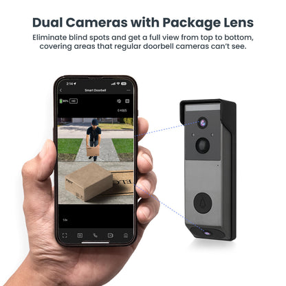 Feit Electric Doorbell Camera, 2.4 GHz WiFi, No Hub, Two-Way Audio, Motion Detection, Night Vision, 1080p HD, Micro SD Card Storage, Wireless Chime Included, Hardwired, CAM/Door/WiFi