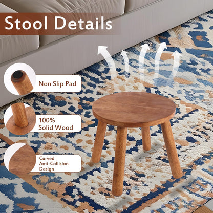 zaowofires Round Solid Wooden Step Stool, Garden Stool,10''H,Plant Stool,Wood Legs Detachable for Plant Stand, Kitchen, Bathroom,Bedroom,Livingroom (Walnut, 10inch)