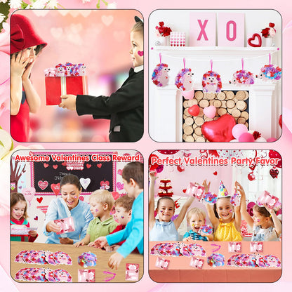 Fennoral 12 Pack Mother's Day Craft Kits for Kids Make You Own Hedgehog Heart Poke in Art and Craft with Card DIY for Mom Gift for Kids Classroom Activities Party Decoration