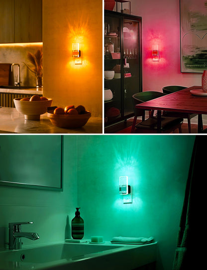L LOHAS LED Night Lights Plug Into Wall, 2 Pack Plug in Night Light LED with Dusk to Dawn Sensor, 0-100LM Dimmable Nightlight, Wall Sconce-Style Design Nightlights for Bathroom, Hallway,Stairway,Gift