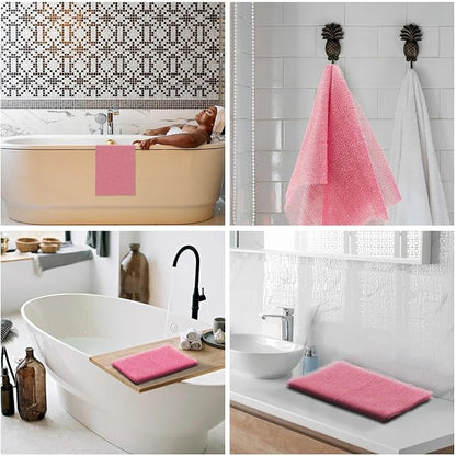 UJFQBH African Net Sponge African Net Long Net Bath Sponge Exfoliating Shower Body Scrubber Back Scrubber Skin Smoother,Great for Daily Use (Pink)