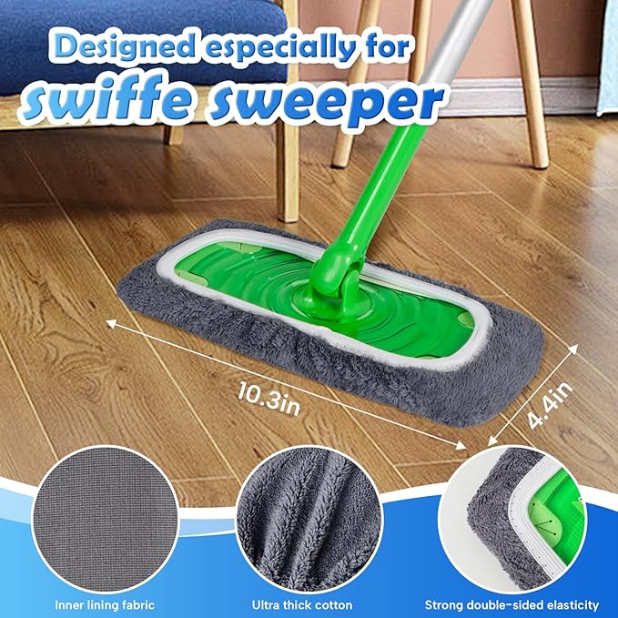 6 Pack Reusable Microfiber Mop Pads Compatible