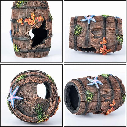 WishLotus Aquarium Fish Tank Decorations, Aquarium Hideout House Theme Plastic Plants Fish Cave Aquarium Castle Mermaid Ornaments, Shipwreck Hideouts Fish Tank Accessories Décor