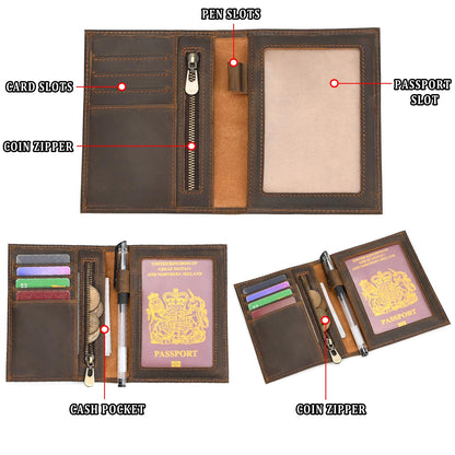 Leather Passport Holder Passport Cover Wallet with Card Holders, Travel Wallet Cover Case for Men and Women, Travel Documents Organizer Protector