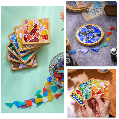 GHAHILI 4 Sets DIY Mosaic Kits for Adults - Graduation Birthday Gifts Glass Mosaic Tiles for Crafts with Wooden Coasters for Women Mosaic Art Kit Craft Coaster Handmade Making Kit Set for Home Decor