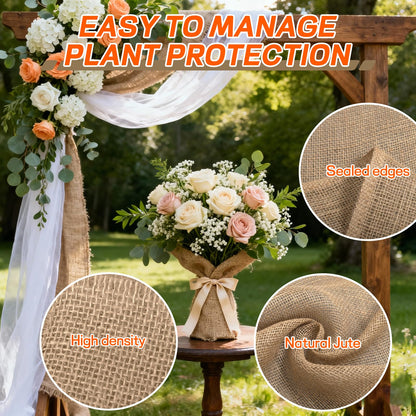 Natural Jute Burlap Fabric Roll - Garden Fabric for Plant Protection, Rustic Wedding Decor, DIY Crafts, Weed Control (20inchx13ft)