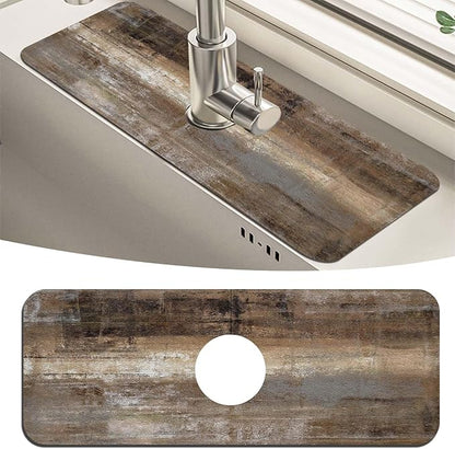 MCALK Dark Brown Kitchen Sink Faucet Mat Splash Guard, Absorbent Quick-Dry