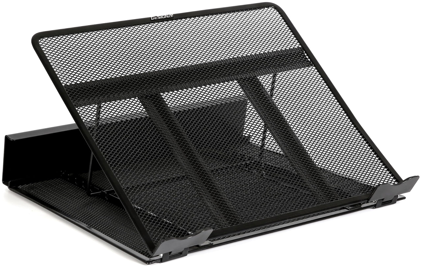 DESIGNA Metal Mesh Ventilated Adjustable Laptop Stands Computer Notebook Holder Stand Riser Compatible with Apple MacBook Air Pro Dell XPS HP Samsung Lenovo More Laptops up to 19"- Black