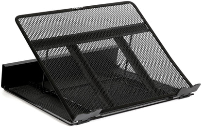 DESIGNA Metal Mesh Ventilated Adjustable Laptop Stands Computer Notebook Holder Stand Riser Compatible with Apple MacBook Air Pro Dell XPS HP Samsung Lenovo More Laptops up to 19"- Black