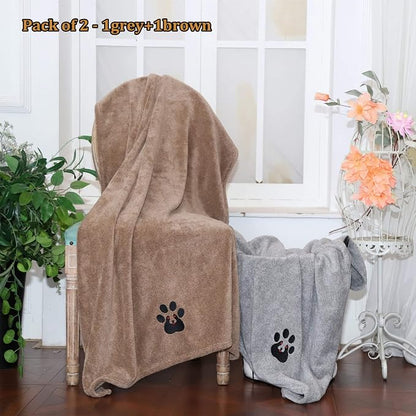 Dogvingpk Extra Large Dog Towel 3 Pack, Super Absorbent Soft Quick Drying Microfiber Pet Bath Towels for Large & Medium Dogs (XL-55" * 36", Grey and Black and Brown)