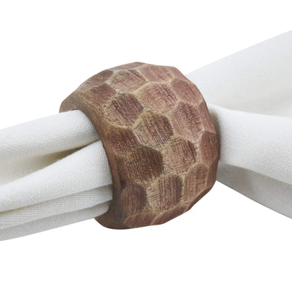 Saro Lifestyle Chunky Wood Napkin Rings (Set of 4), Natural
