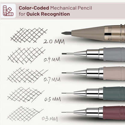 Mr. Pen- Mechanical Pencil Set with Leads and Eraser Refills, 5 Sizes - 0.3, 0.5, 0.7, 0.9 and 2 Millimeters, for Drafting, Drawing and Sketching, Back to School Supplies