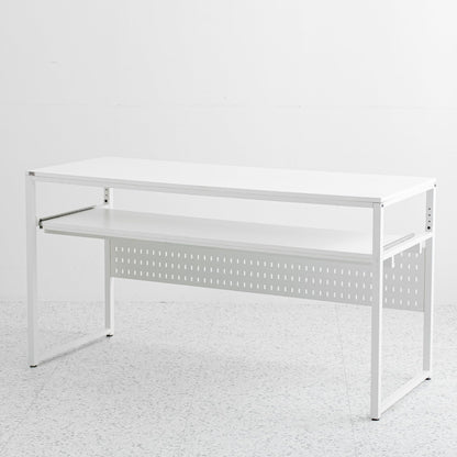 LYYL Music Studio Desk with Keyboard Tray, for Full 88 Keys and 61 Keys (Music Producer Desk) (White, 88 Keys (Without Height Adjustment Bracket)
