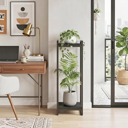 FONHAYE 23.6" Wide Plant Stand Indoor, 3-Tier Modern Plant Ladder Shelf Corner Flower Pot Holder Organizer for Living Room Balcony Garden, Rustic Brown