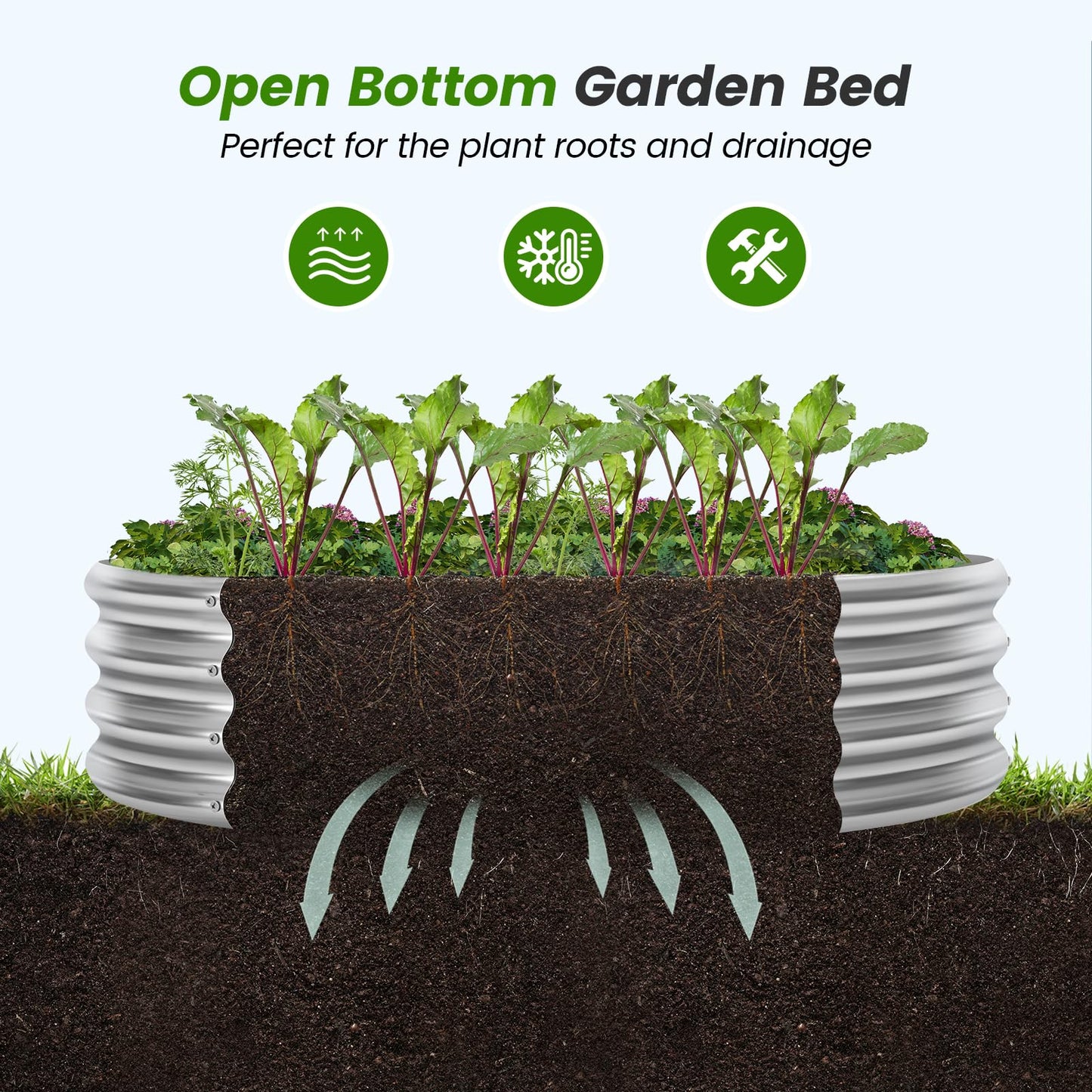 Land Guard Galvanized Raised Garden Bed Kit, Galvanized Planter Raised Garden Boxes Outdoor, Round Large Metal Raised Garden Beds for Vegetables ……