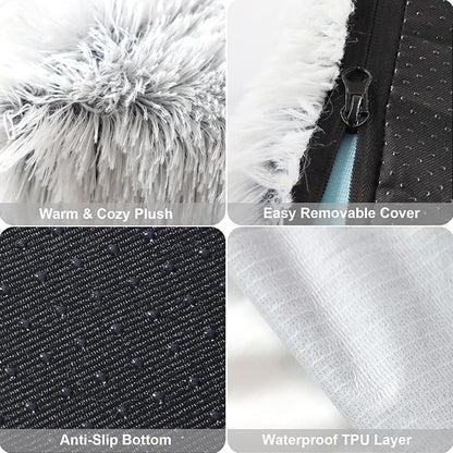 Orthopedic Dog Bed for Large Dogs, Dual-Layer Memory & Egg-Crate Foam, Washable Warm Winter Plush Cover, Waterproof Liner, Non-Slip Bottom, Crate/Kennel Pad, 41 x 27 Inch, Gray