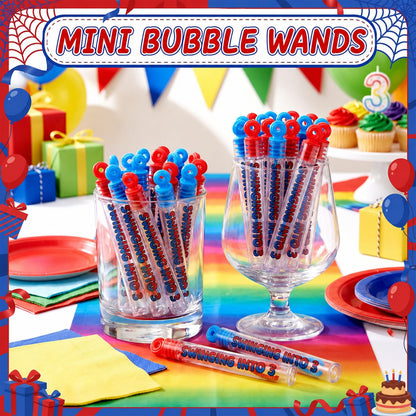 Leitee 24 Pcs Spider Party Favors, Mini Bubble Wands for Swinging into 3 Spider 3rd Birthday Party Decoration Goodie Bags Piñata Treat Bags Stuffers Prize