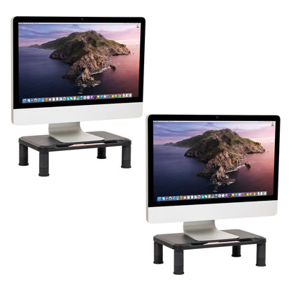 Mind Reader Monitor Stand, Height Adjustable, Laptop, Computer, Riser, Office, Set of 2, Black