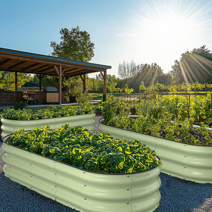 Winpull Raised Garden Bed Kit, 5x2x1 ft Galvanized Planter Box Outdoor with Safety Edging, Large Metal Raised Beds for Gardening Vegetables Flower Fruits (Avocado Green)