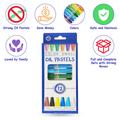 Color Swell Bulk Oil Pastels - 18 Packs 12 per Pack (216 Total) - Bulk Oil Pastels