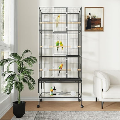 Garvee 69in Extra Large Bird Cage, Rolling Parrot Cage with Feeding Accessories, Metal Parakeet Cage for Parrots, Parakeets, Conures, Parrot,