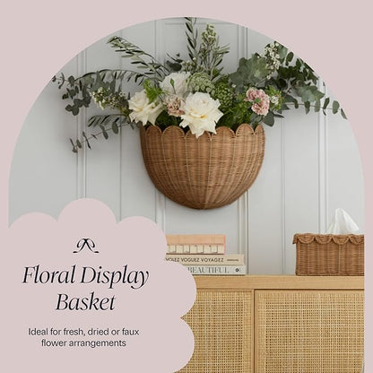 BEBE BASK Scalloped Wicker Hanging Basket