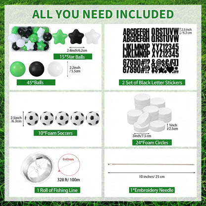 Simgoing 98 Pcs Soccer Birthday Banner Decor Jumbo DIY Friendship Bracelet Birthday Banner Kit Customizable Party Giant Garland Decoration for Soccer Sports Theme Party Decorations