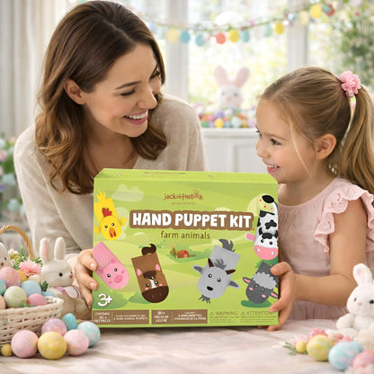 jackinthebox Hand Puppet Making Kit - 6 Farm Animals Felt Puppet Craft Kit for Kids,Creative DIY Arts & Crafts Kit Make Your own Puppets for Storytelling Role Play,Easter Craft Gifts for Kids Ages 4-8