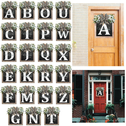 Last Name Front Porch Decor - Welcome Sign With 26 Letter Monogram (H) - Outdoor Decorations for All Seasons