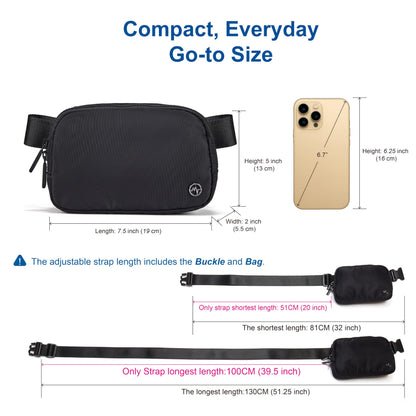 Pander Two Way Zipper Fanny Pack Nylon Everywhere Belt Bag for Women, Water Repellent Waist Packs, Crossbody Bags with Adjustable Strap.