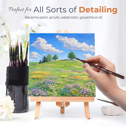 Nicpro 15 PCS Micro Fine Detail Paint Brush Set, Small Miniature Fine Tip Detail Brushes Kit for Acrylic Oil Watercolor, Models, Paint by Numbers, Miniature Painting, Craft, Rock Painting (Brown)