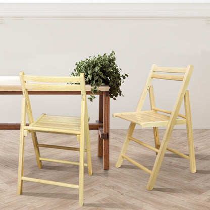 Casual Home Wooden Folding Chairs 2-Pcs Set - Natural