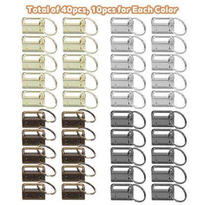 Kifmurase 40 PCS Key Fob Hardware 1 Inch Keychain Hardware Set with Split Ring for Keychain Wristlet, Lanyard, Crafts DIY Supplies for Gift(4 Colors)