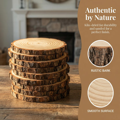 SENMUT Large Wood Slices, 10 Pack 8-9 Inches, Natural Unfinished Pine, Sanded Smooth, Rustic DIY Crafts, Wedding Decor, Table Centerpieces for Party Event Decor
