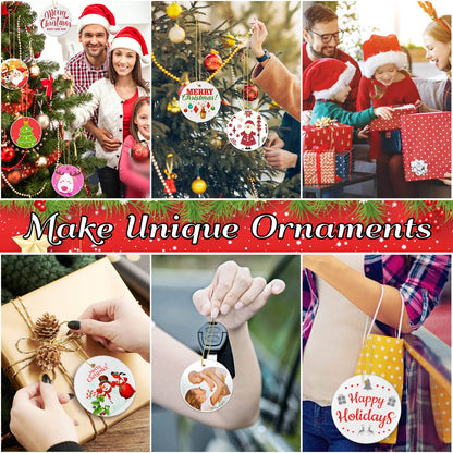 Billbotk 25 Pieces Sublimation Ornament Blanks, 3.15" Round Blank Sublimation Ornaments Sublimation Christmas Ornament Blanks for Christmas Tree Décor, DIY Handmade Crafts(3.15 inches)