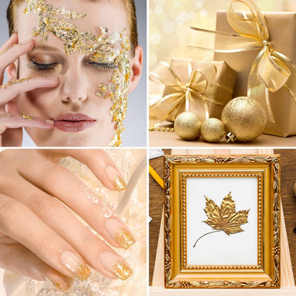 200/400 Pcs Available Gold Leaf Sheets for Art & DIY Projects, Gold Foil Sheets, Gold Flakes for Resin, Gilding Crafting, Nails, Furniture, Home Decor - 5.5" (400)