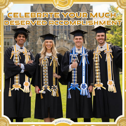 Spakon Graduation Money Lei with Cash Holder, 48 Inch 2026 Graduation Ribbon Lei with Honor Cord 2026 Grad Braided Necklace for DIY Women Men College Party Decor Supplies Grad Cash Gift(White, Gold)